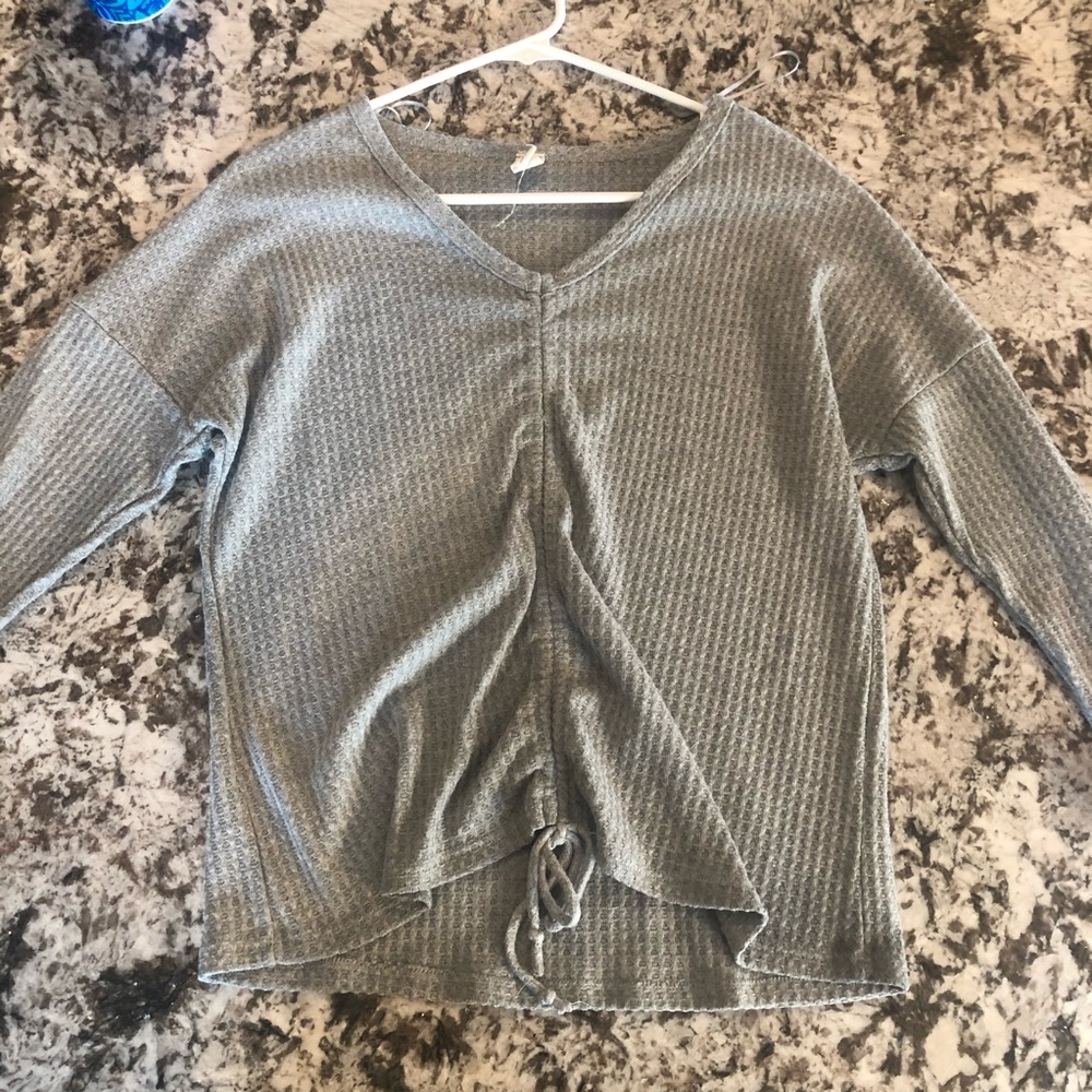 gray longsleeve top
